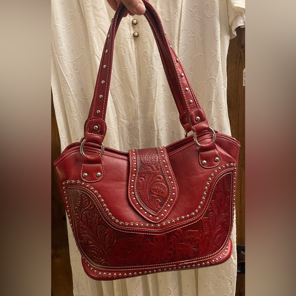 Montana West Tooling Studded Concealed Carry Handbag (Pre-loved)